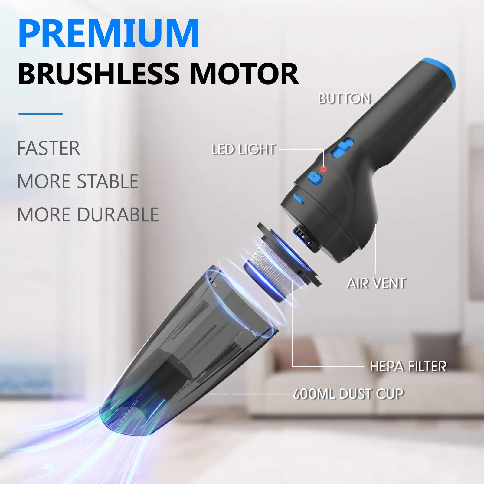 Car Vacuum Cleaner Wireless Handheld Car Vacuum Cleaner Small High Suction Mini High Power car cleaners