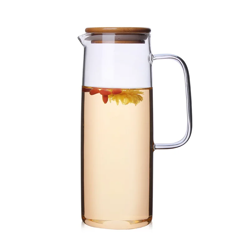 Borosilicate glass water jug juice pitcher with stainless steel lid