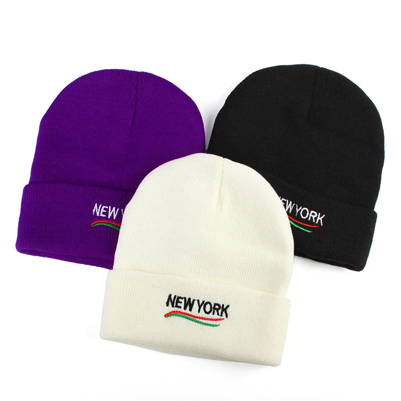 APPFILTER Fashion Unisex Cap Knitting Skiing Cold Warm Hats New York Embroidery Rainbow Winter Beanie