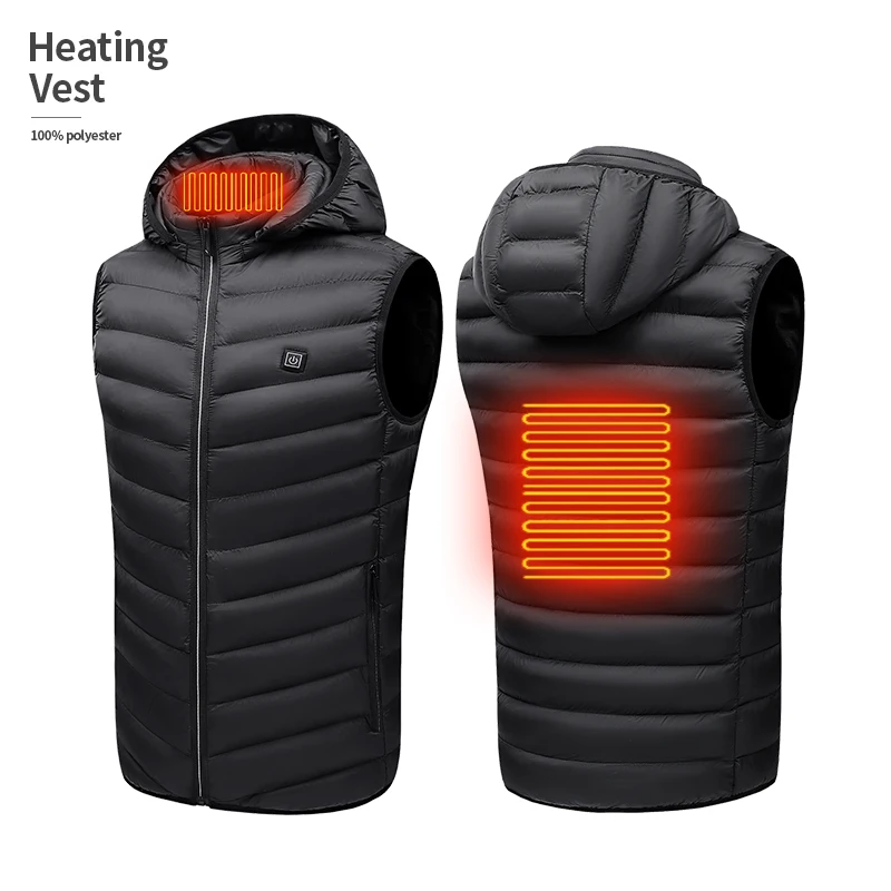 winter fashion Detachable hat fleece windproof warm puffer cotton heated vest custom logo