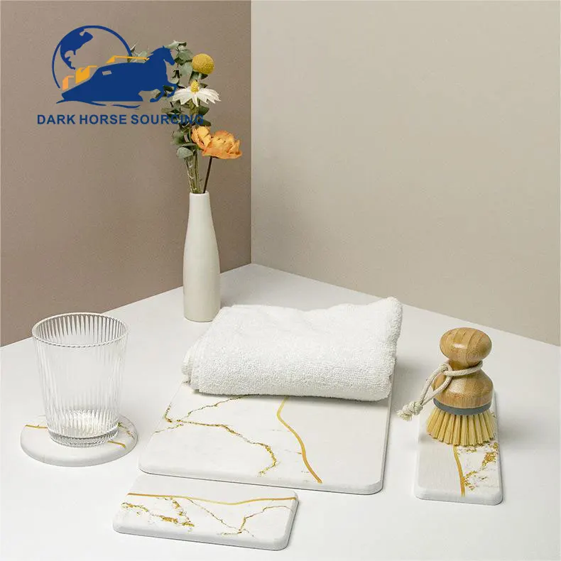4 pcs Natural diatomite Bathroom super Absorbent Tray cup coaster Kitchen heat insulation diatomite pot mat set