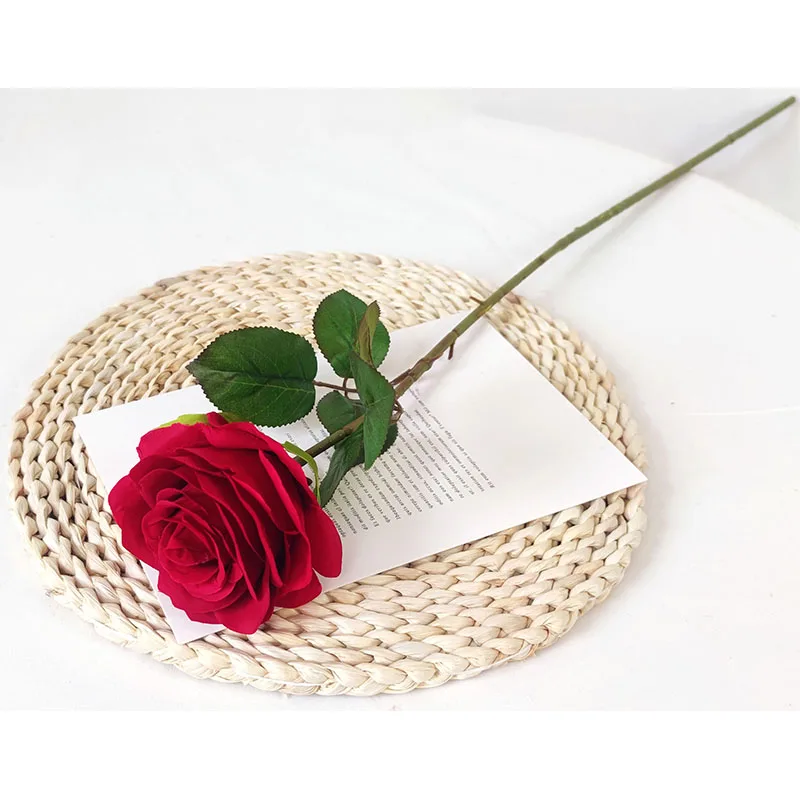 YIWAN wholesale single High branch rose Artificial Flowers silk flowers artificial Home decoration for wedding hotel