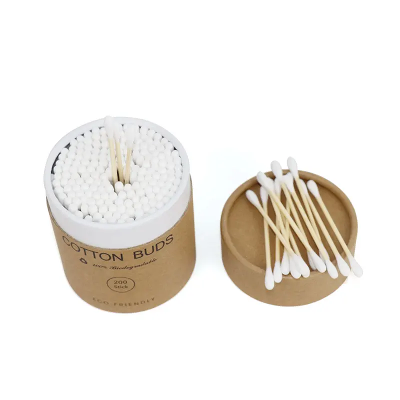 Cotton Bud Eco Friendly Biodegradable Black Organic Paper Wooden Bamboo Swab Ear Bud Sticks