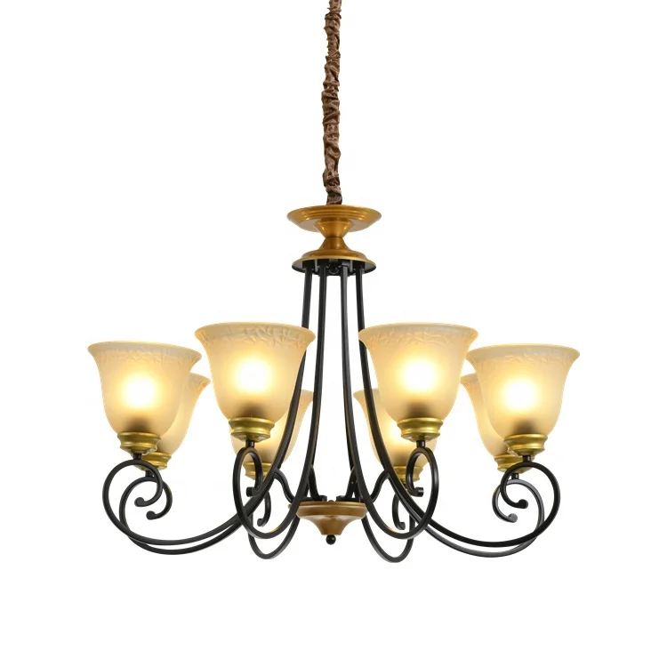 American style vintage design farmhouse dining room kitech 8 lights Chandelier Glass Chandeliers & Pendant Lights