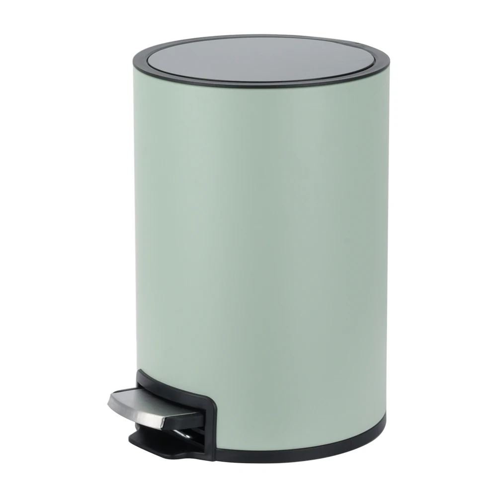 Office kitchen bathroom Stainless steel green thin lid design trash dust bin for waste paper bin soft close pedal bin