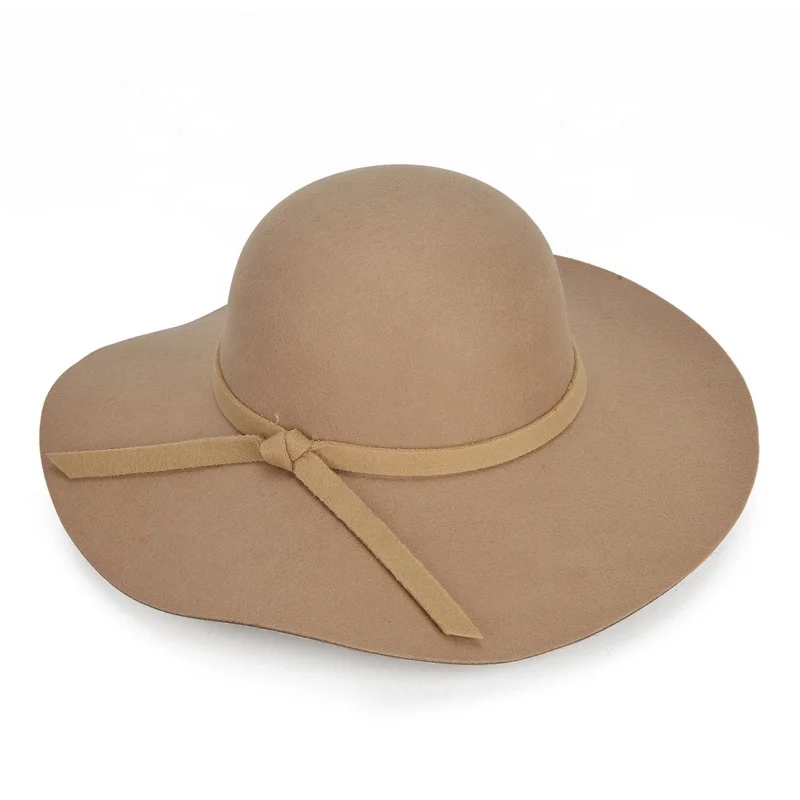 New design  autumm winter 100% wool hat for woman large brim fedora ladies hats custom oem or in stock