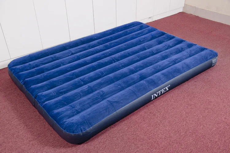 INTEX 64765 Queen Classic Airbed With Hand Pump Inflatable Mattress For Camping