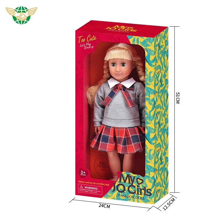 18-Inch Soft Reborn Doll Toy Fashion Pretty Girl with Beautiful Clothes Great Gift for Girls Made of Vinyl and Cotton