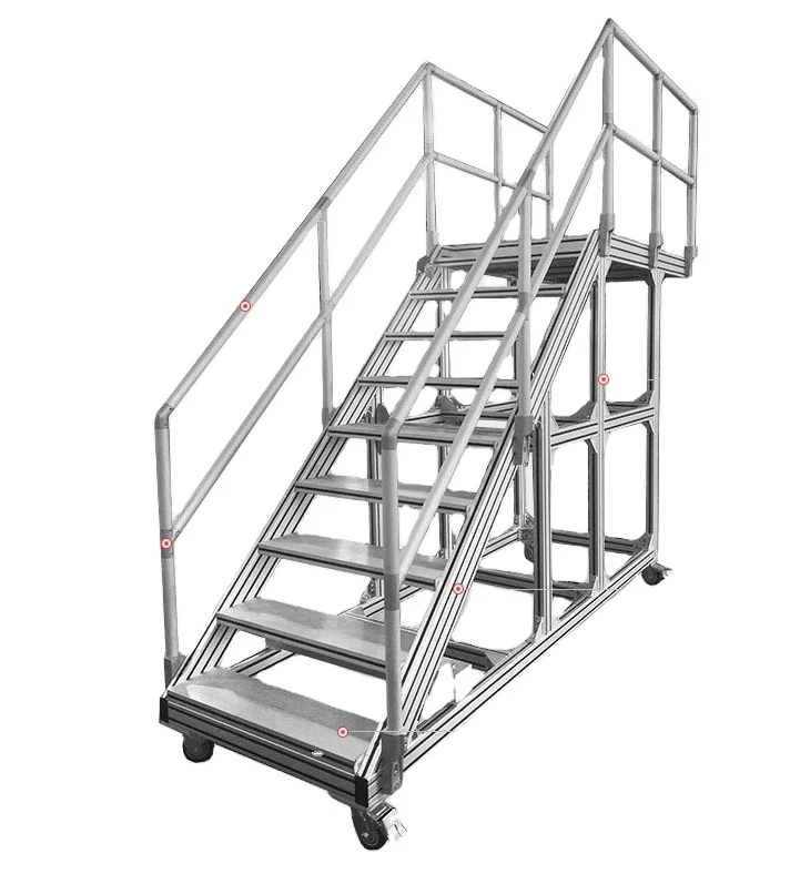 Toshine Mobile multi- functional 7 step aluminum profile ladder with working platform