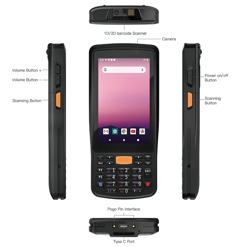 industrial Rugged Handheld MTK OCTA Core 4 inch screen full keypad phone barcode scanner android11  PDA 1D/2D/NFC