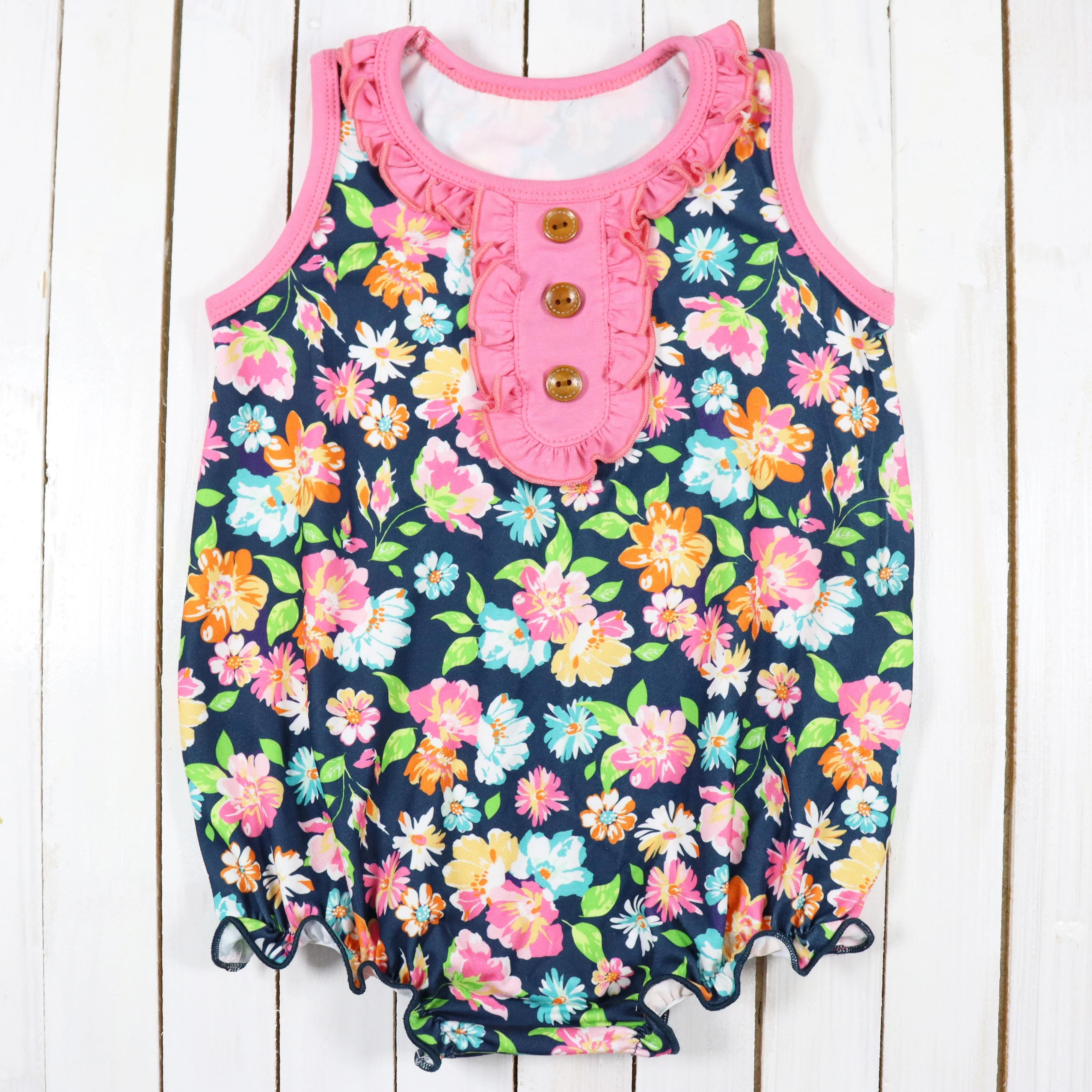 Summer kids romper floral pattern baby knitted romper wholesale kids clothes