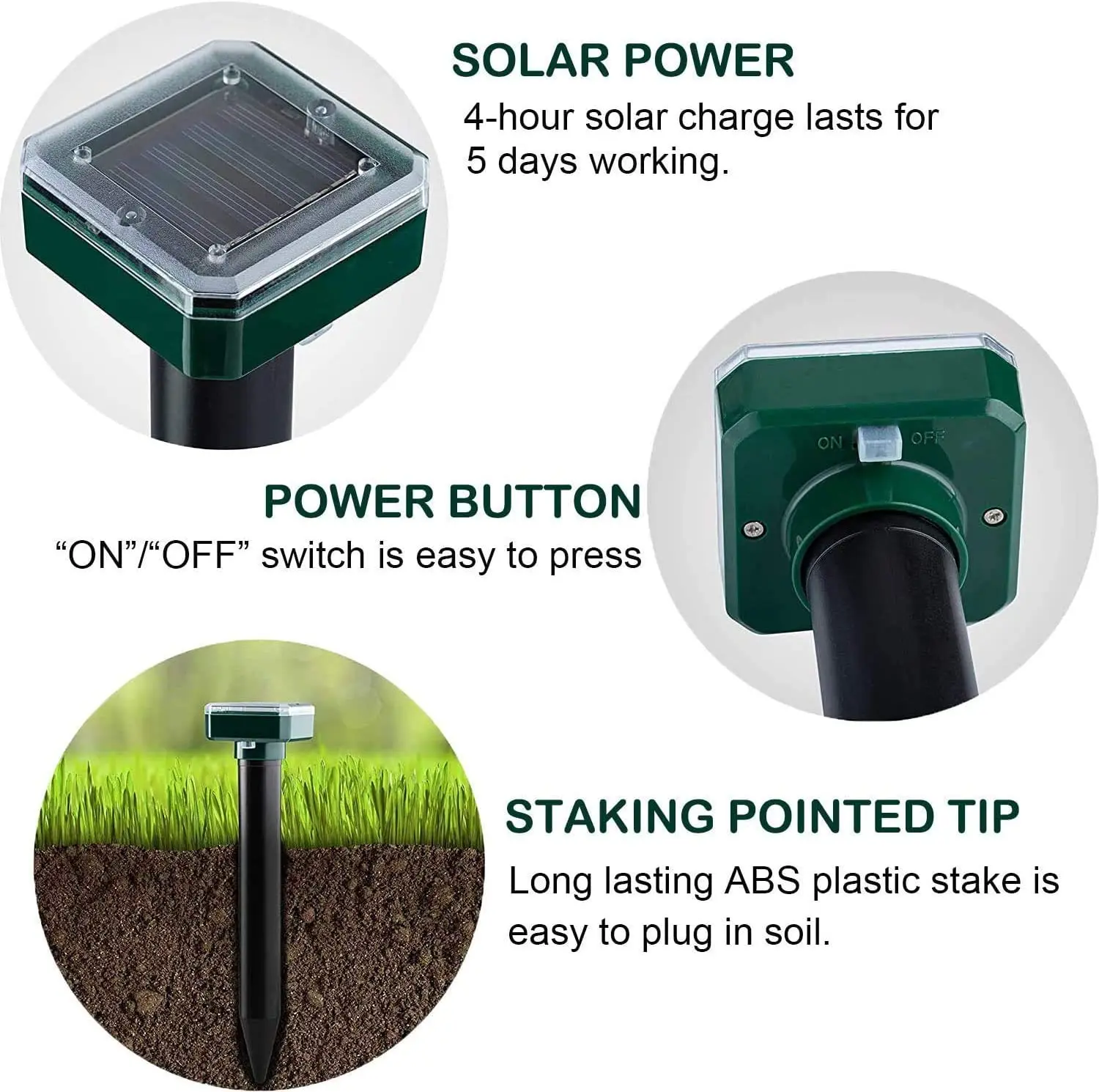 Homeplay Hot sale Solar Animal Repeller Ultrasonic Outdoor For Gopher Mole Snake Repellent MouseTrap