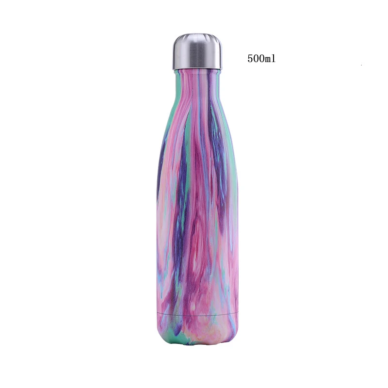 Stocked Double Wall Stainless Steel Drinking Bottle Wood Grain Vacuum Insulated Water Bottle