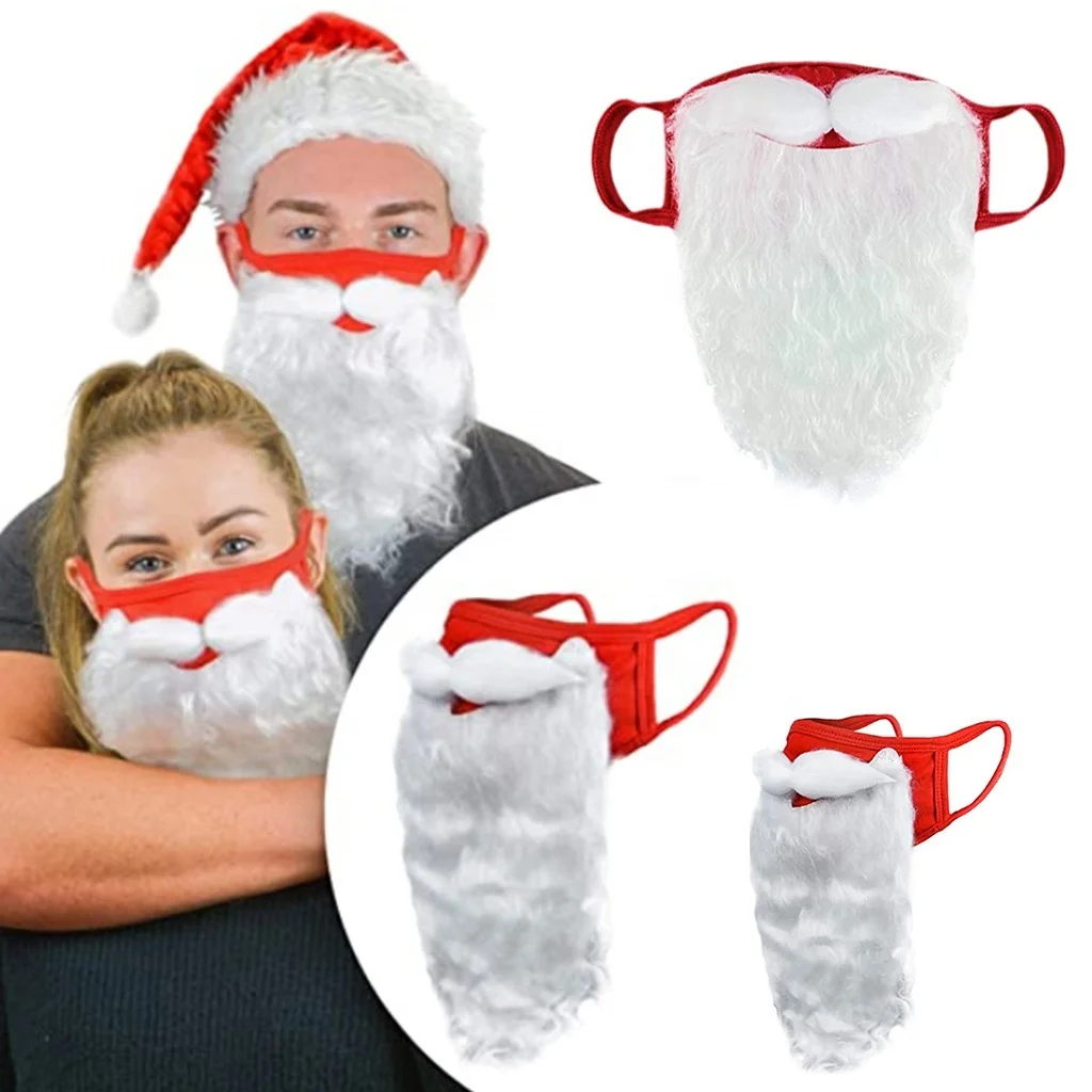 Cosplay Christmas costume adult funny maskes dust-proof cotton maskes Santa Claus maskes bearded facemask