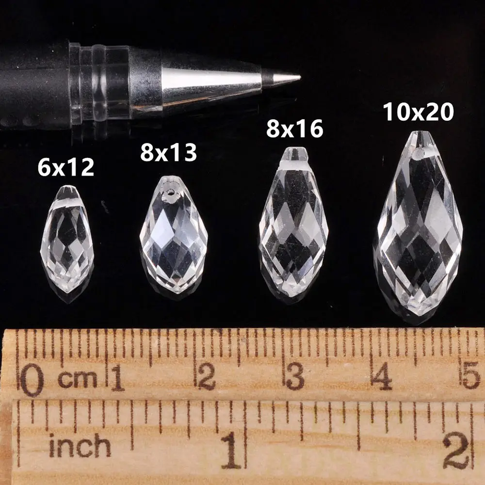 AB/Pure Colors & Plated Teardrop Faceted Crystal Glass 6mm 8mm 10mm Top Drilled Pendant Drops Loose Beads For Jewelry Making DIY