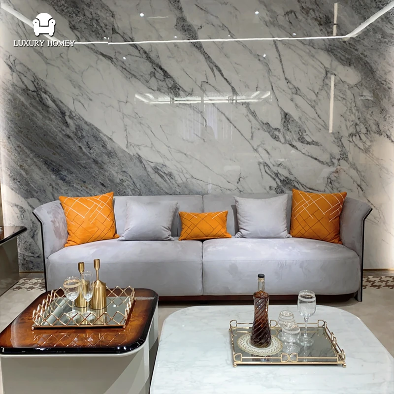 Italian high-end luxury leather living room furniture set modern designer fashion large villa luxury living room sofa set