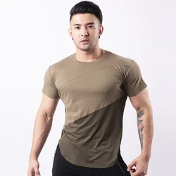 Short-sleeved fitness training clothes large size outdoor summer round neck large size quick-drying t-shirt