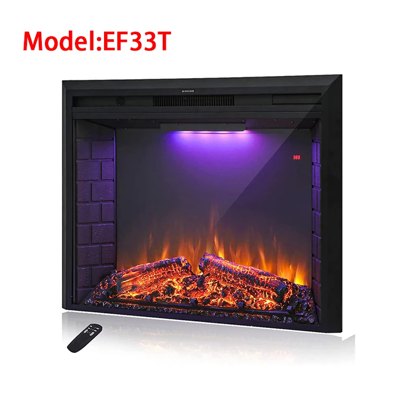 Black Electric Fireplace Insert,Fireplace Heaters with heater and Sound for indoor.
