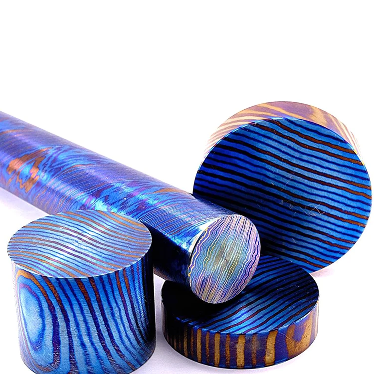 hot sale gr2 gr5 alloy Titanium Damascus rod Titanium Mokuti timascus plate stock price per kg