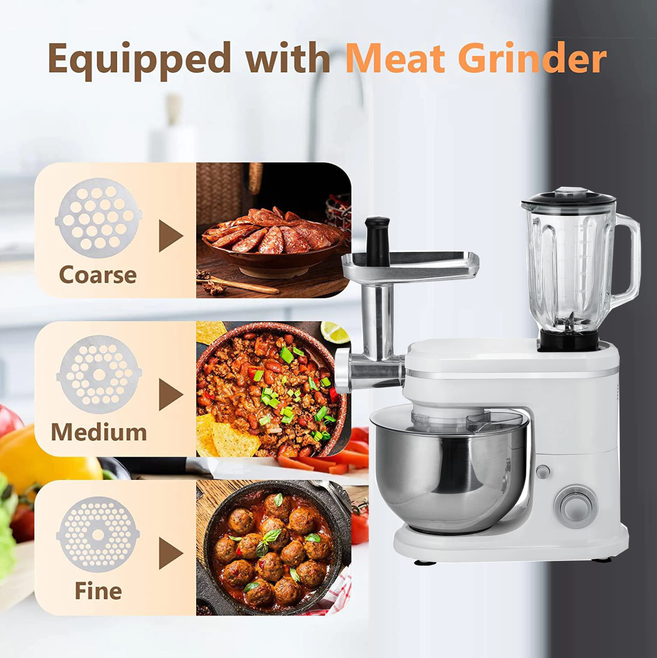 1500W6L  3 in 1 STAND MIXER Blender  with meat grinder Kitchens aid Dough Mixer Food Mixer