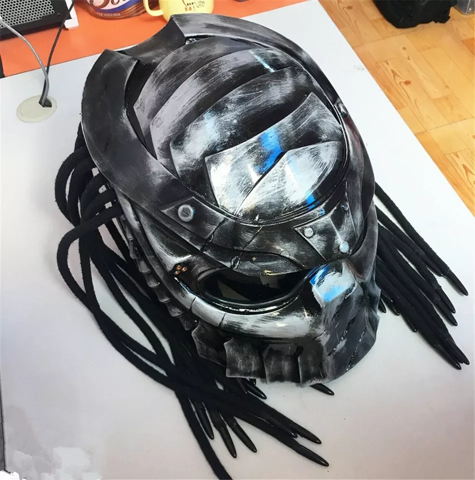Hot Sale New Predator Full Face Helmet Motorcycle Iron Blood Warrior Helmet Cos Headgear Halloween Costume Custom Resin Helmet