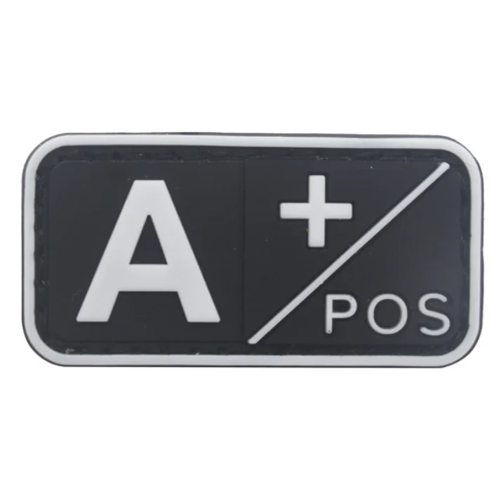 High Quality Custom Eco-Friendly Silicone Patch Rubber Tag Blood Type Label for Clothing