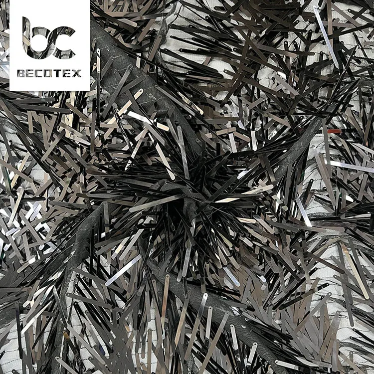 2024 New arrival high quality heavy sequin embroidery fabric fashion tulle dress sequin fabric