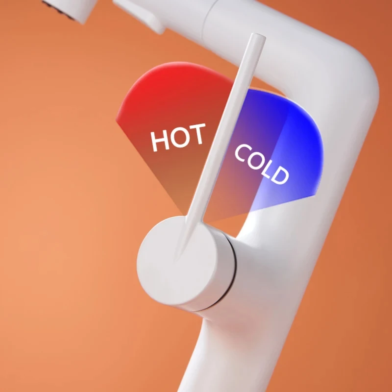 Pull Out 2 Functions Basin Faucet Brass Body with Sprayer White Gold Grey Black Rose Gold Hot and Cold Mixer Bathroom