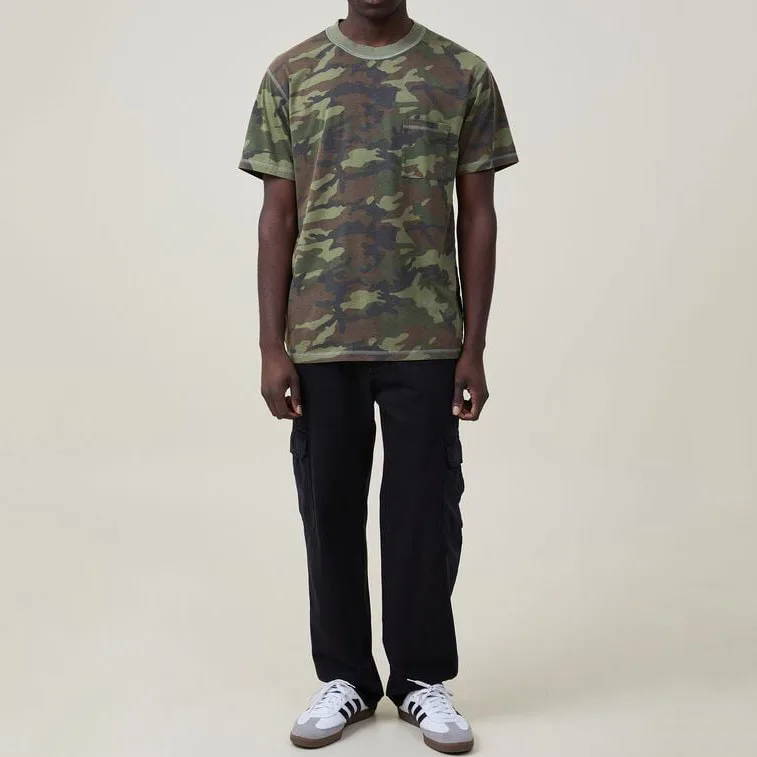 OEM Casual Style Camouflage T-shirt For Men Round Neck Pocket Shirts Battle Fatigues Cotton Top