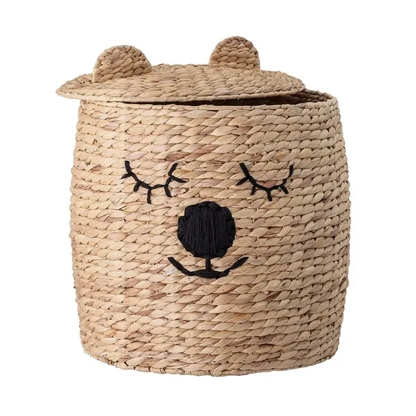 Woven bear storage basket water hyacinth animal basket for kids Bear Woven Laundry Cute Storage Bin
