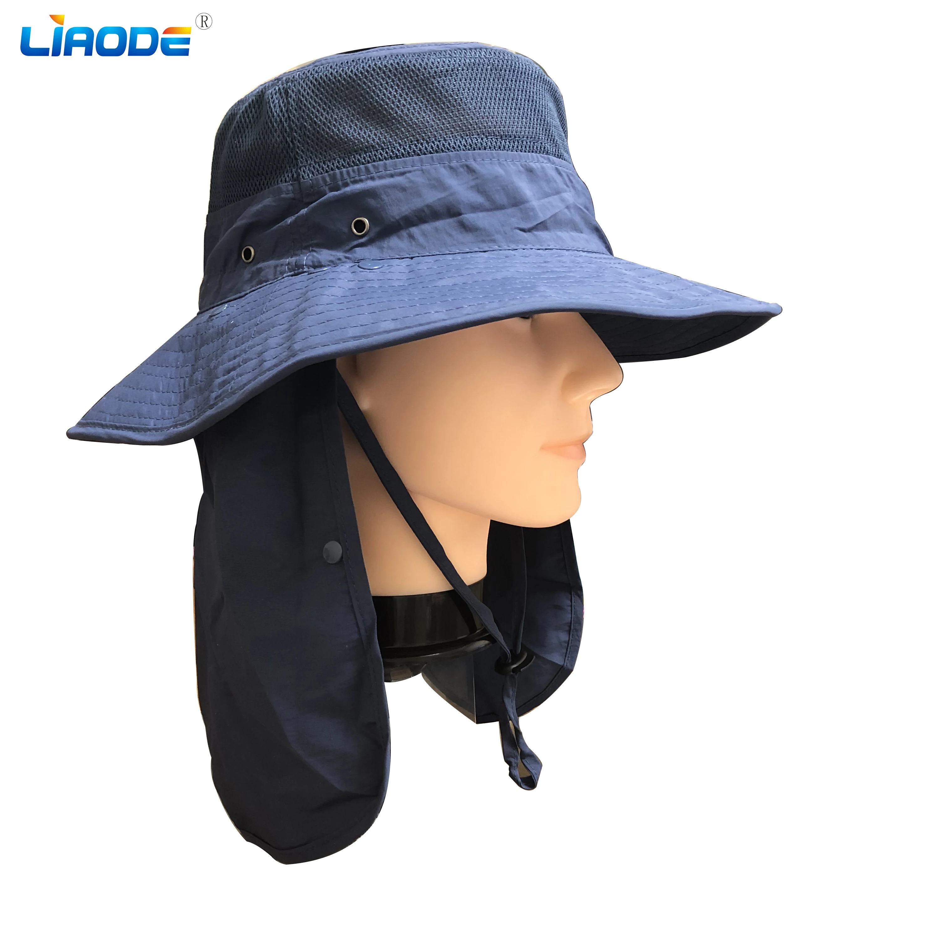 Hot sales custom logo100% polyester outdoor fishing hat cap bonnie hat wide brim with neck cover flap bucket hat