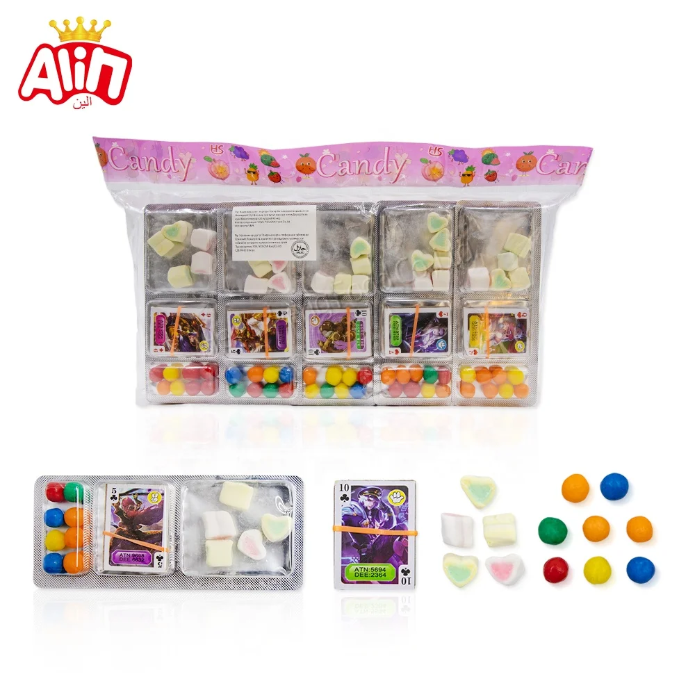 Игрушечные конфеты оптом мультяшный покер Зефир + цветные конфеты дешевая игрушка конфеты