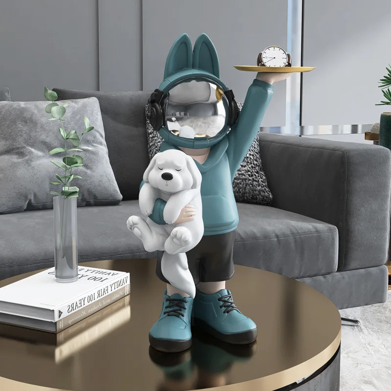 Креативная Статуэтка астронавта, статуэтка из смолы, Космический кролик, для дома и офиса, настольное украшение для детской комнаты, подарок