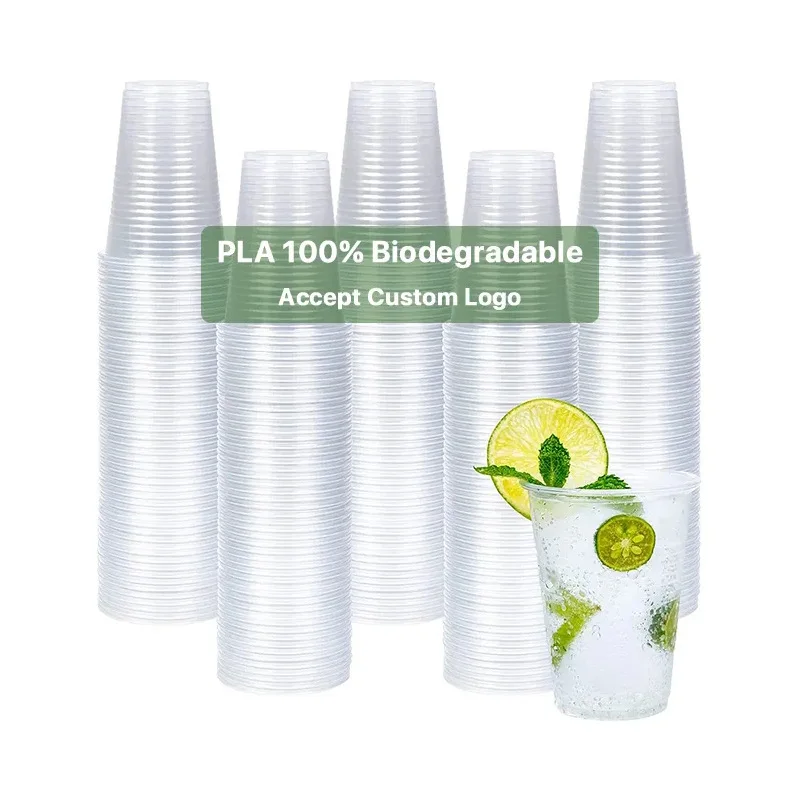Custom 100% Compostable Clear Plastic Disposable PLA Cup Cups
