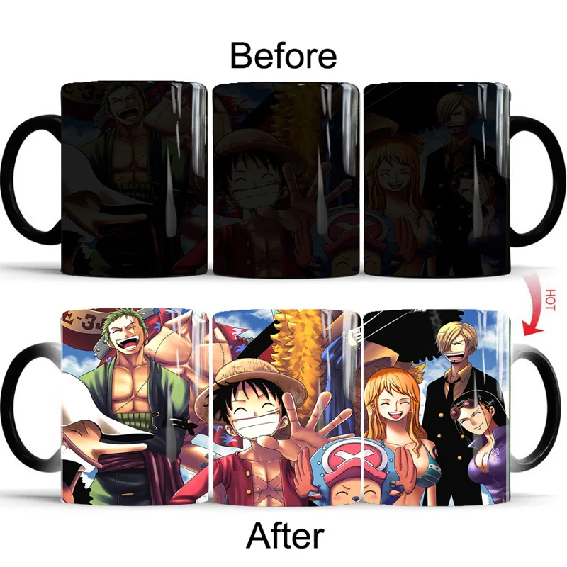 29 design Anime emon Slayer Monkey D. Luffy Magic Mug Porcelain Cup Discoloration Ceramic Cup with Hot Water