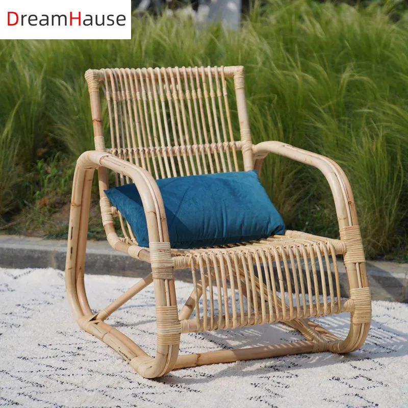 Dreamhause из натурального ротанга алюминиевый каркас стула тканые один балкон кресло для отдыха Nordic гостиная спинкой