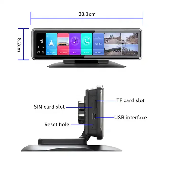 Relee Touch Screen Mirror DVR 4G LTE Android Car Vehicle Dashboard 4 Channel Cam with GPS WIFI Mobile Remote Monitor