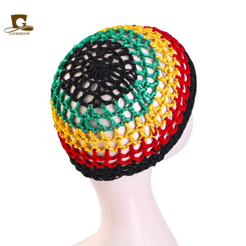 Uding Jamaica Red Yellow Black and Green Color Hand-crocheted Mesh Headstock FW-13