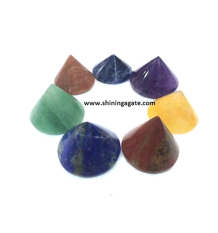 Набор чакр конической пирамиды, оптовая продажа, набор чакр, каменные пирамиды, лечебные пирамиды из драгоценных камней, оптовая продажа, 7 натуральных чакр, семь чакр