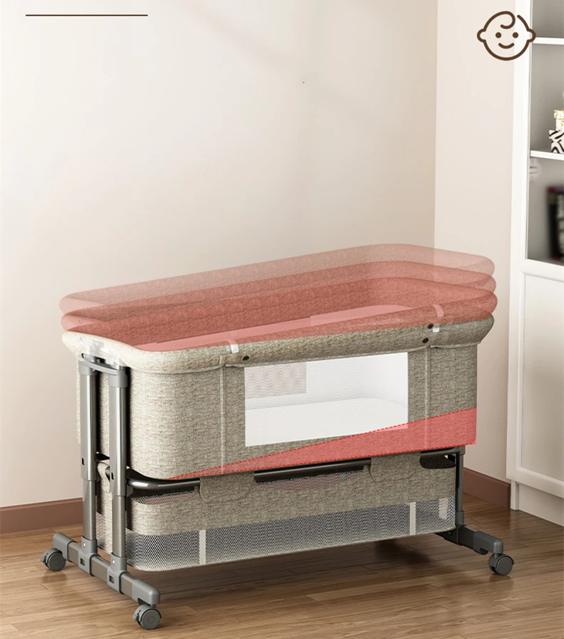 New Design Portable Baby Cot Bed Cribs For Twins Portable Baby Cribs Folding Bedside Large Space Aluminum Alloy Baby Bed