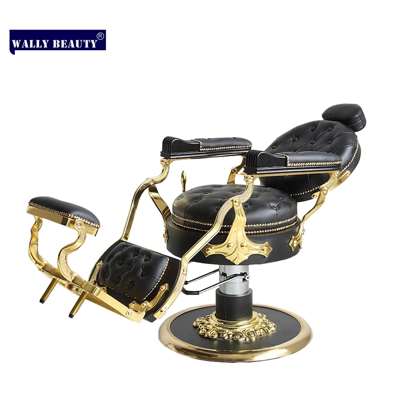 Wallybeauty  Classic Luxury antique gold barber chair hair salon furniture Salon Hairdressing Barber Chairs
