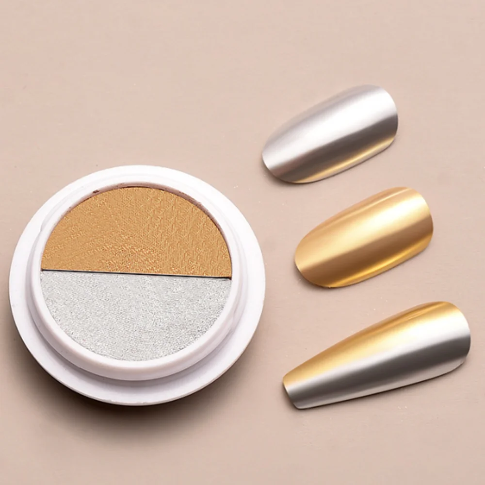 BIN Nail Suppliers 2 in 1 Nail Art Chrome Mirror Powder Chrome Nail Powder Metallic Mirror Effect Chameleon Pigment Mix