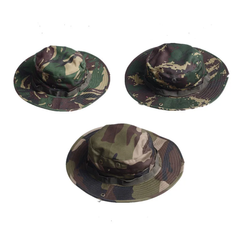 Camouflage Bucket Hat Summer Men Camo Boonie Hats Outdoor Hunting Hiking Fishing Climbing Fisherman Cap