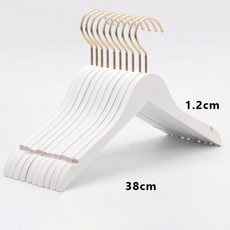 Customized Logo Wood Woman Adult Clothes Hangers Shirt Pants Hangers Non Slip White Wooden Clothing Hangers for Clothing Store