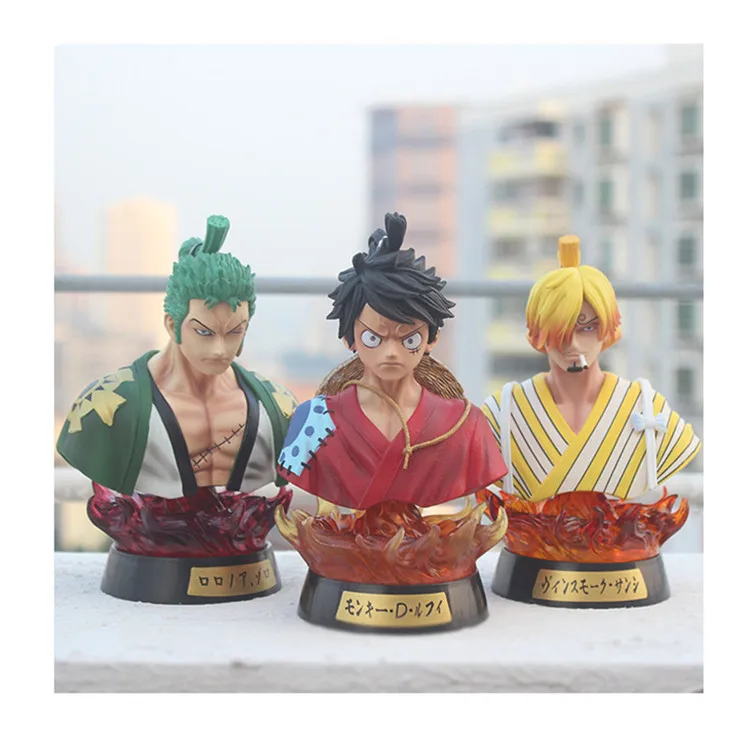 One pieces Zoro Luffy Sanji half body figure 1/8 Scale Anime Figures with Remote Control Light will shine
