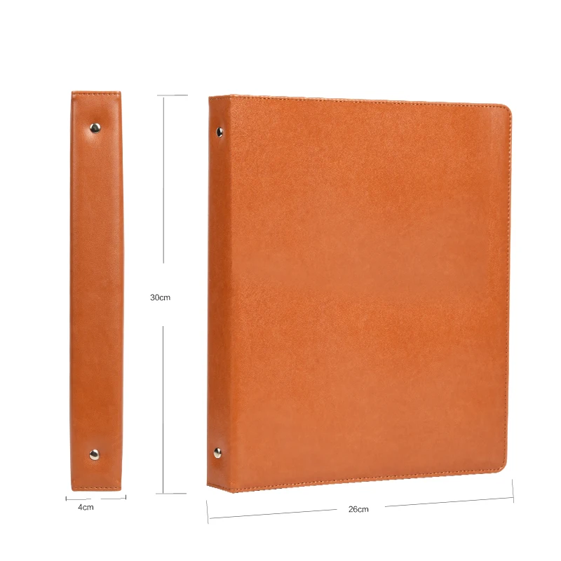 Business File Holder PU Leather 3 Ring Binder Padfolio Case Executive Folder Professional Letter Size A4 Document Bag