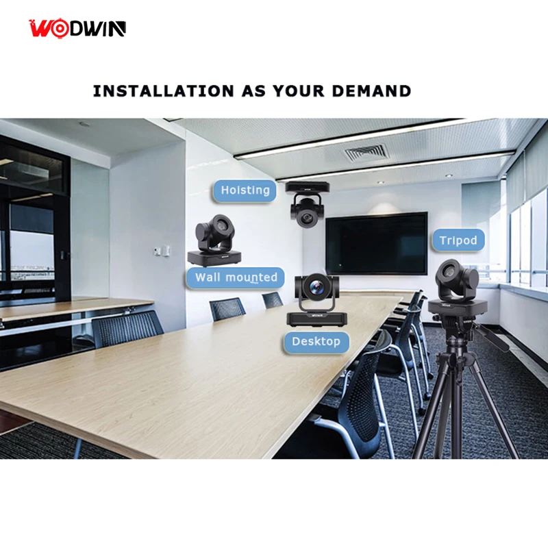 WODWIN USB Full HD PTZ Video Conference Camera with 3X zoom for teleconference