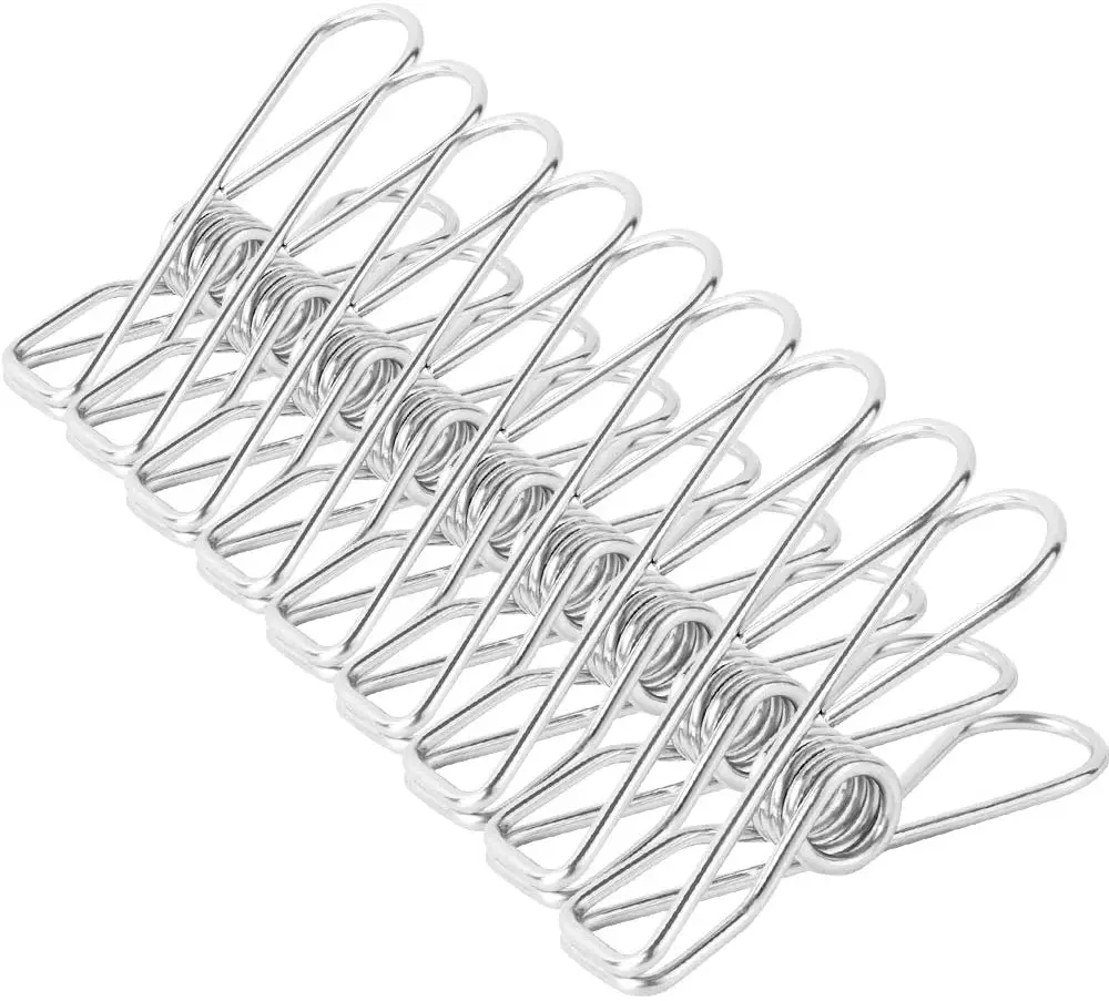 20 Pack Multi-Purpose Wire Cord Utility Clips Hooks Home Office Clothespins For Towels Stainless Steel Spring Small