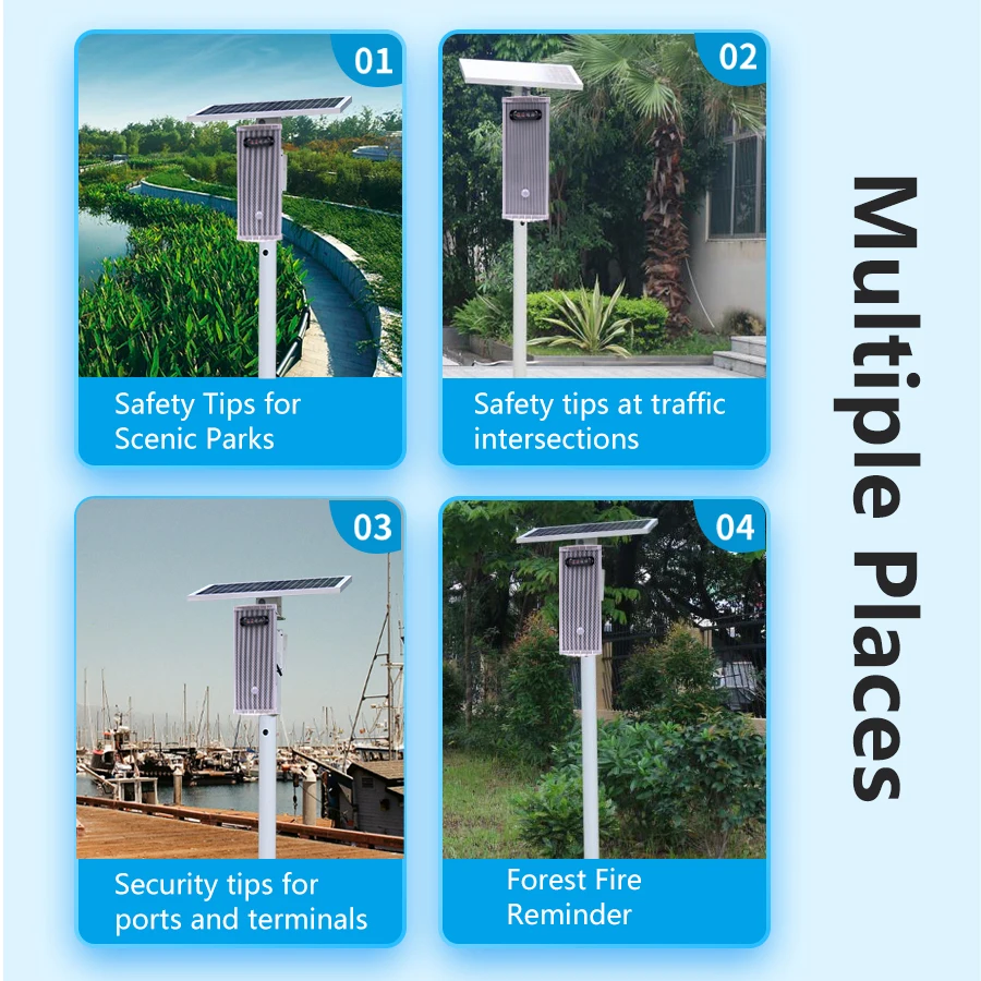 120dB 10W Speaker 433 Remote Control IP65 Siren Infrared Motion Sensor Security Voice Prompter Wireless Solar Alarm Siren