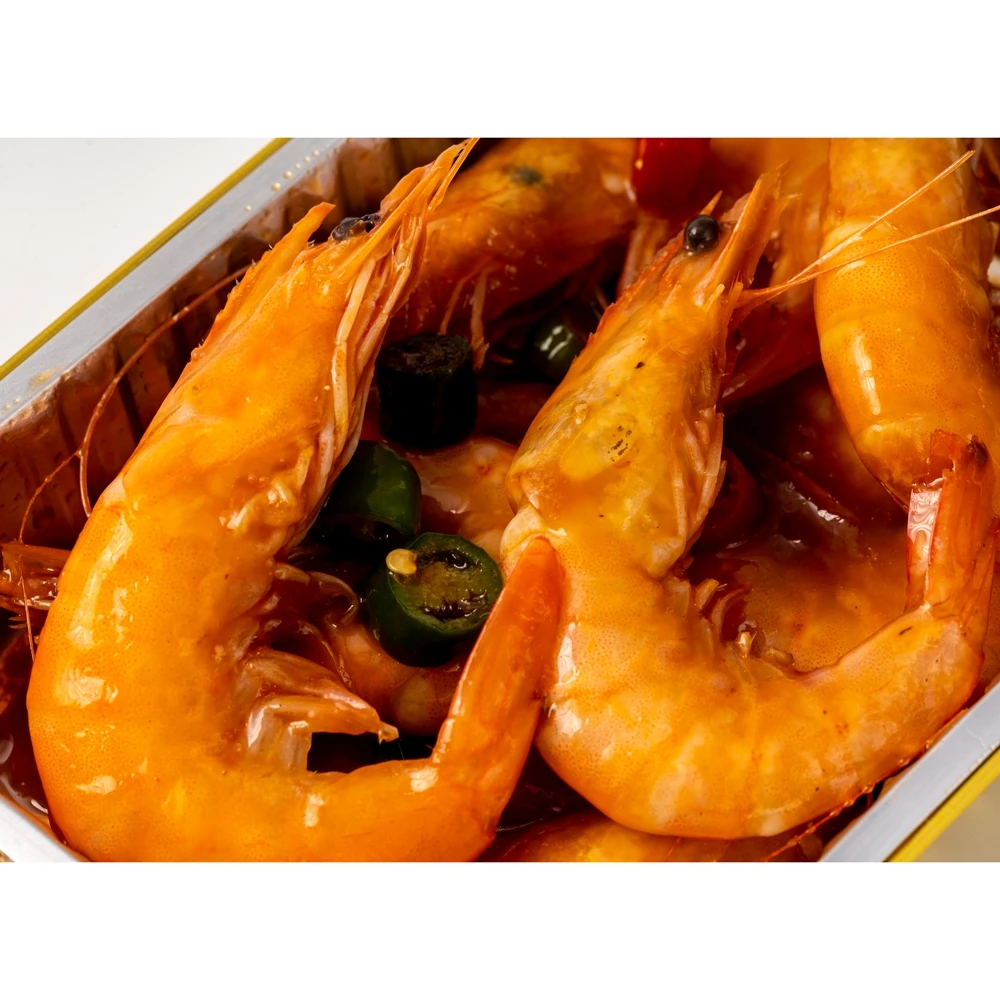 wholesales chinese flavor canned seafood snack  seasoned  instant seafood  boil flavoured marinated Shrimp
